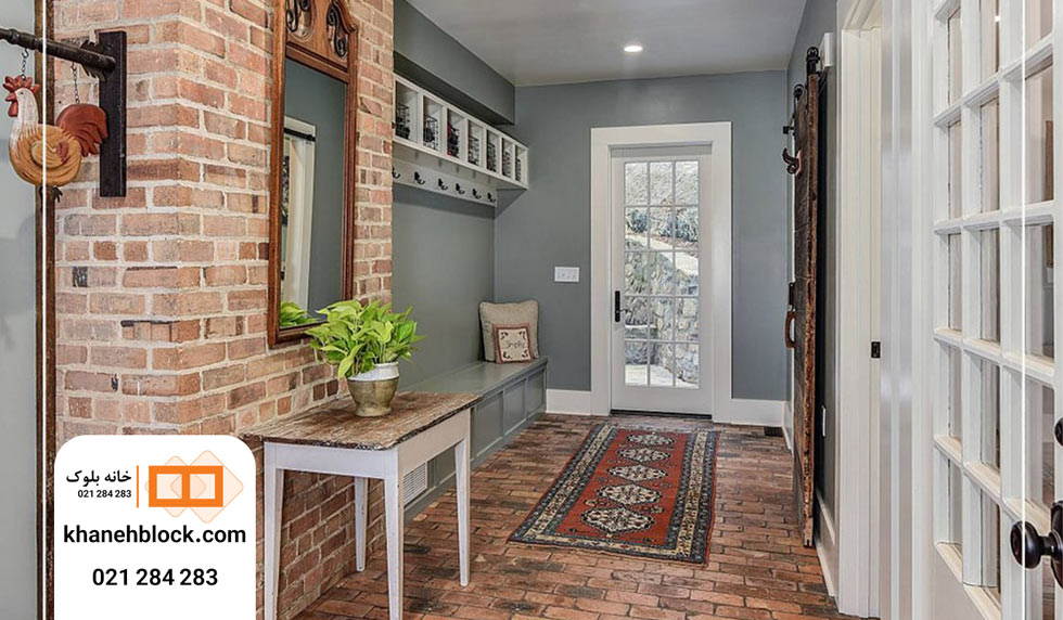 دیوار آجری در ورودی خانه - خانه بلوک