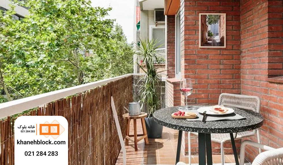دیوار تراس با آجر نما سنتی - خانه بلوک